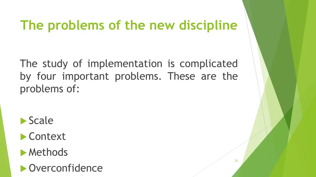 the problems of the new discipline