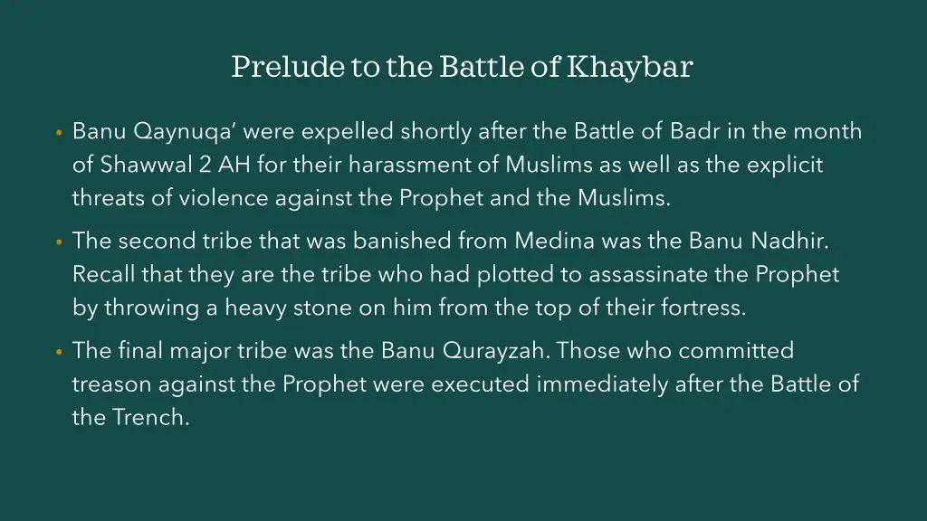 prelude to the battle of khaybar 1