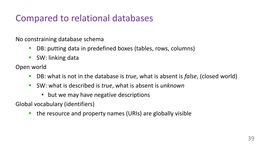 compared to relational databases