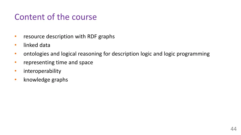 content of the course