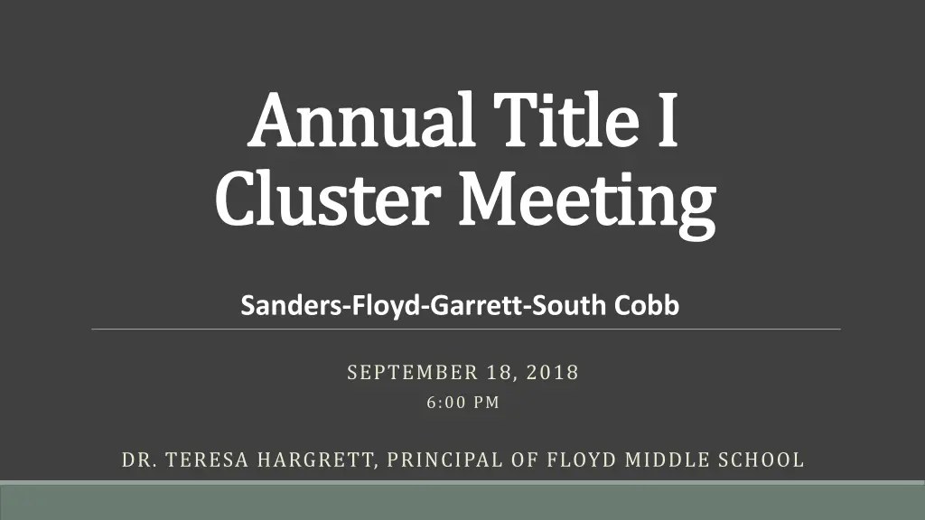 annual title i annual title i cluster meeting