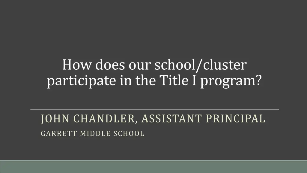 how does our school cluster participate