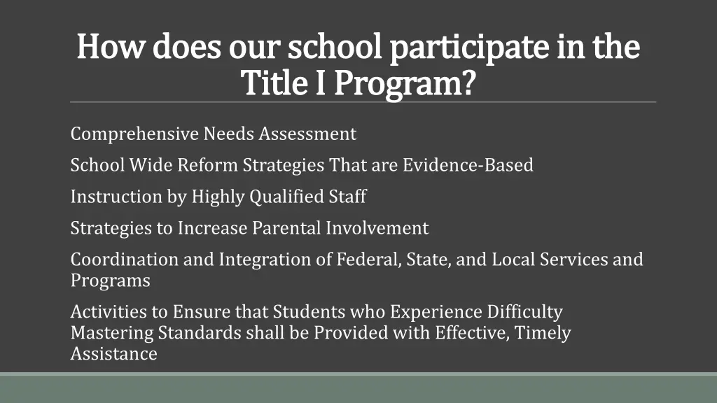 how does our school participate in the how does