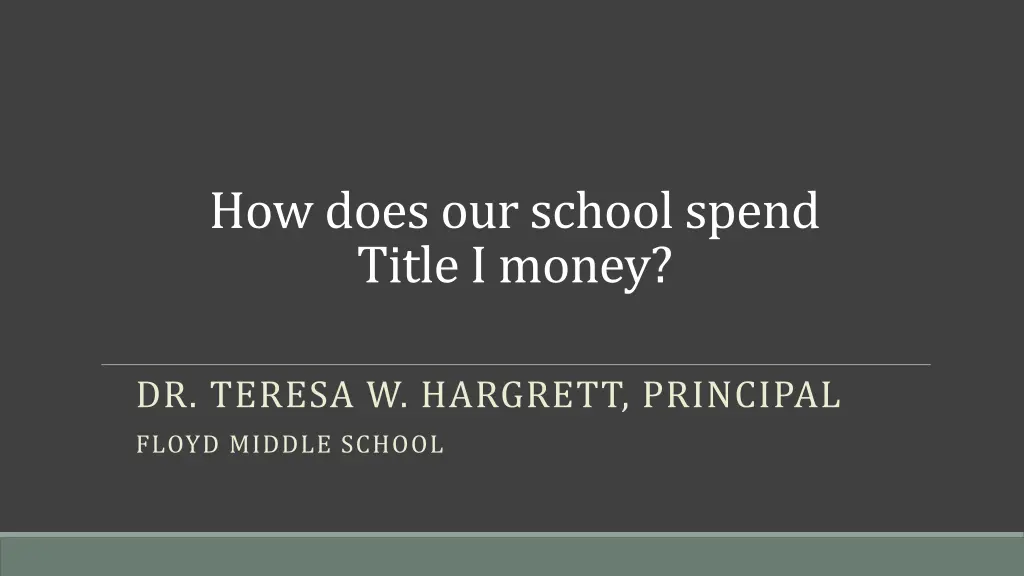 how does our school spend title i money