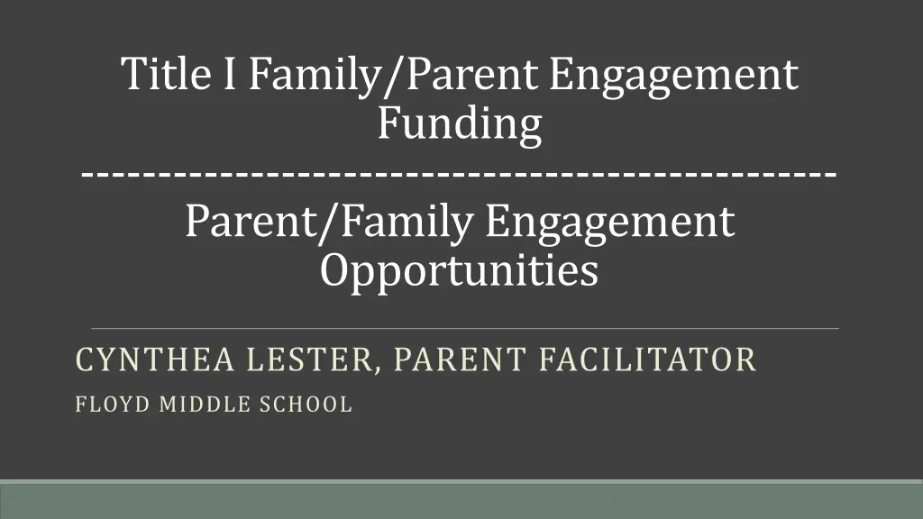 title i family parent engagement funding parent