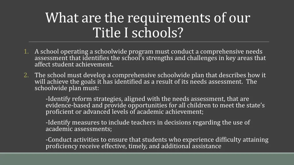 what are the requirements of our title i schools