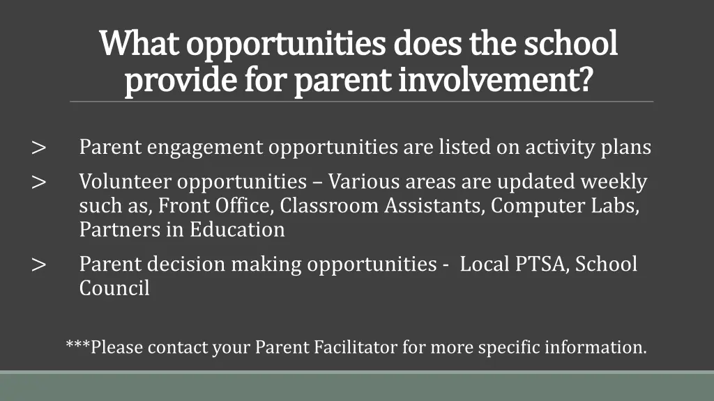 what opportunities does the school what