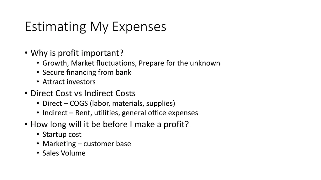 estimating my expenses