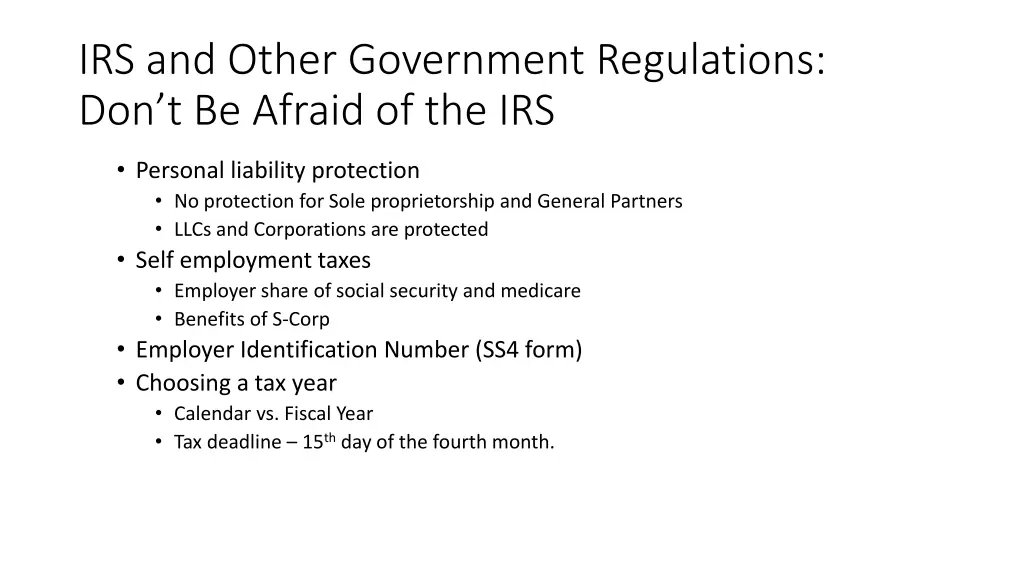 irs and other government regulations 1