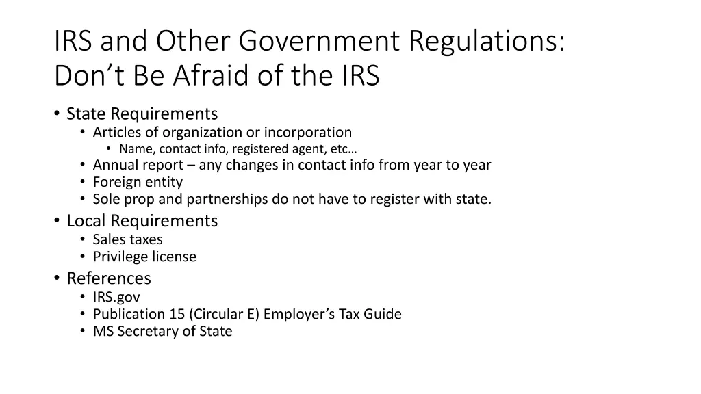 irs and other government regulations 2