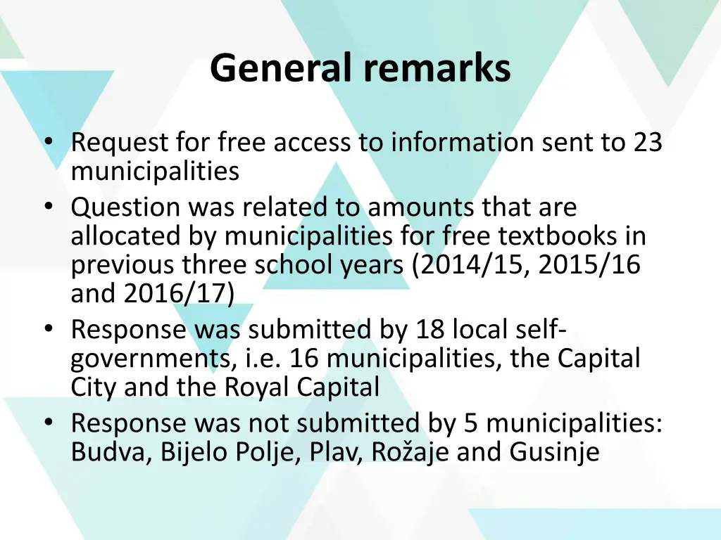general remarks