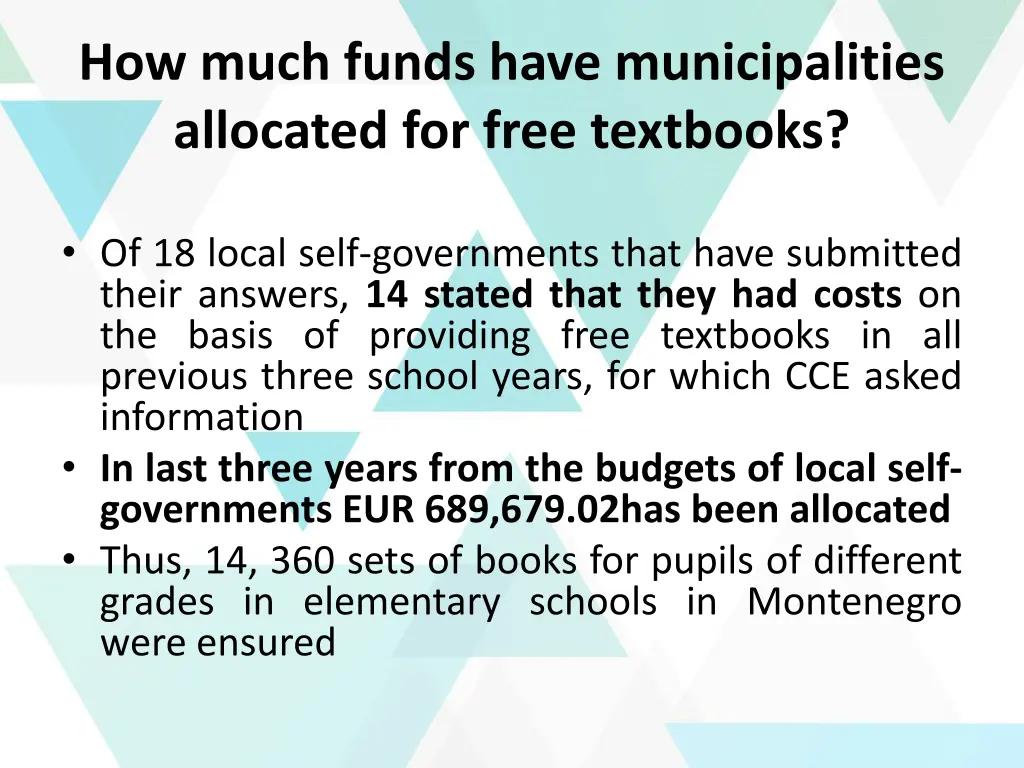 how much funds have municipalities allocated
