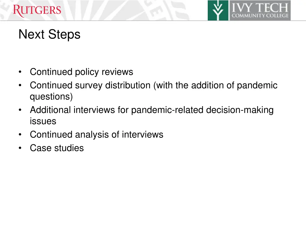 next steps