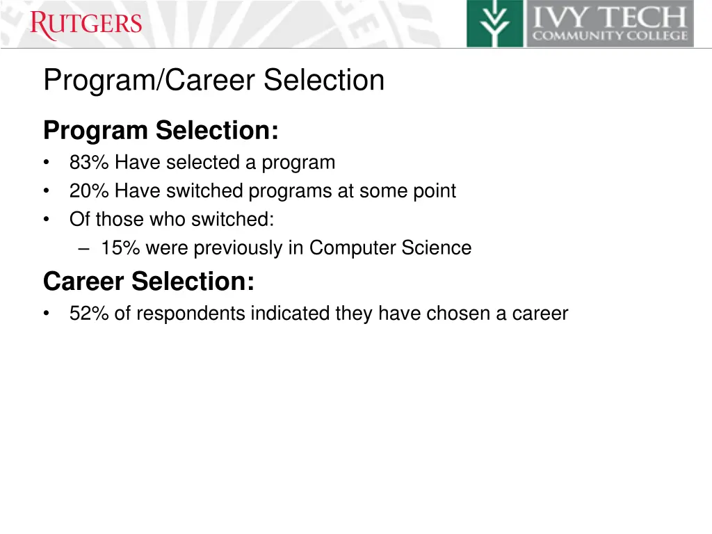 program career selection