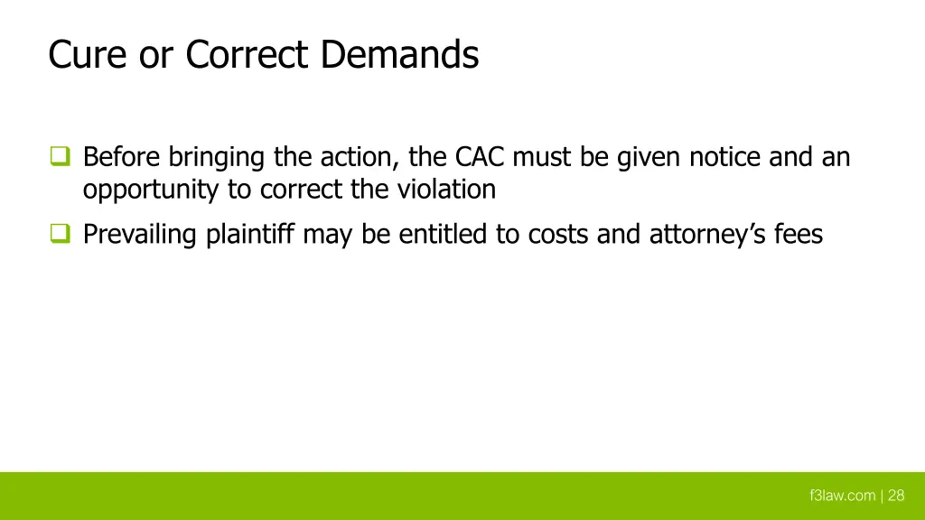 cure or correct demands