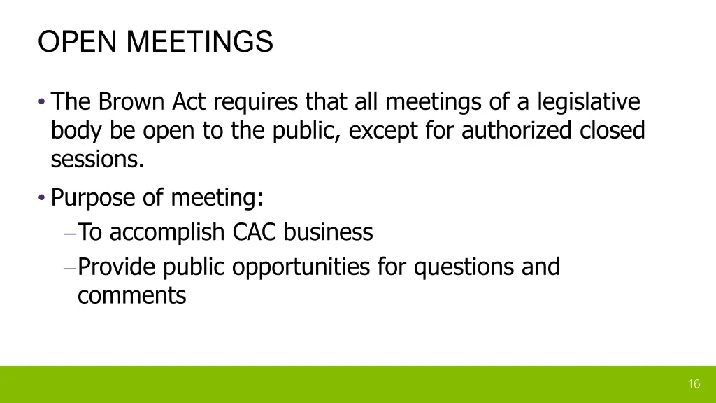 open meetings