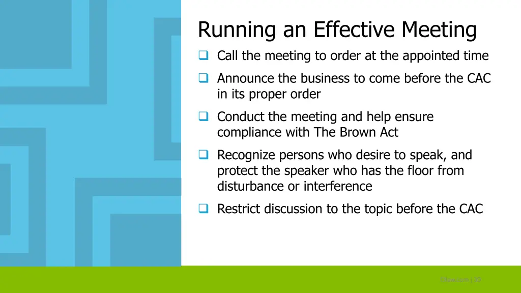 running an effective meeting call the meeting