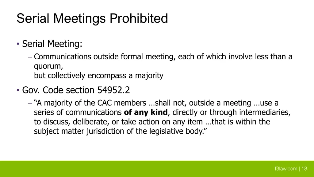 serial meetings prohibited