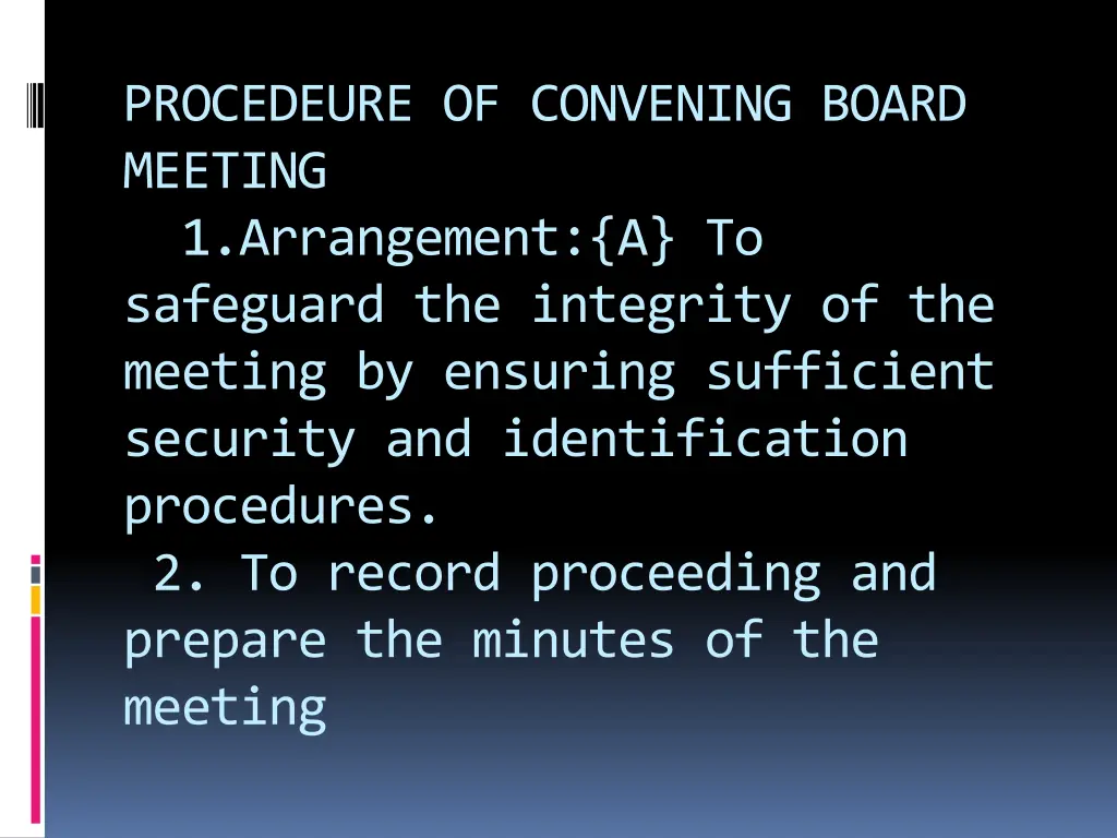 procedeure of convening board meeting
