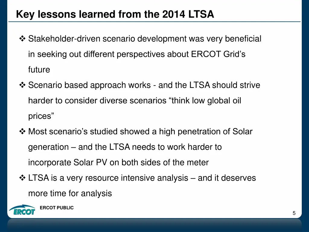 key lessons learned from the 2014 ltsa