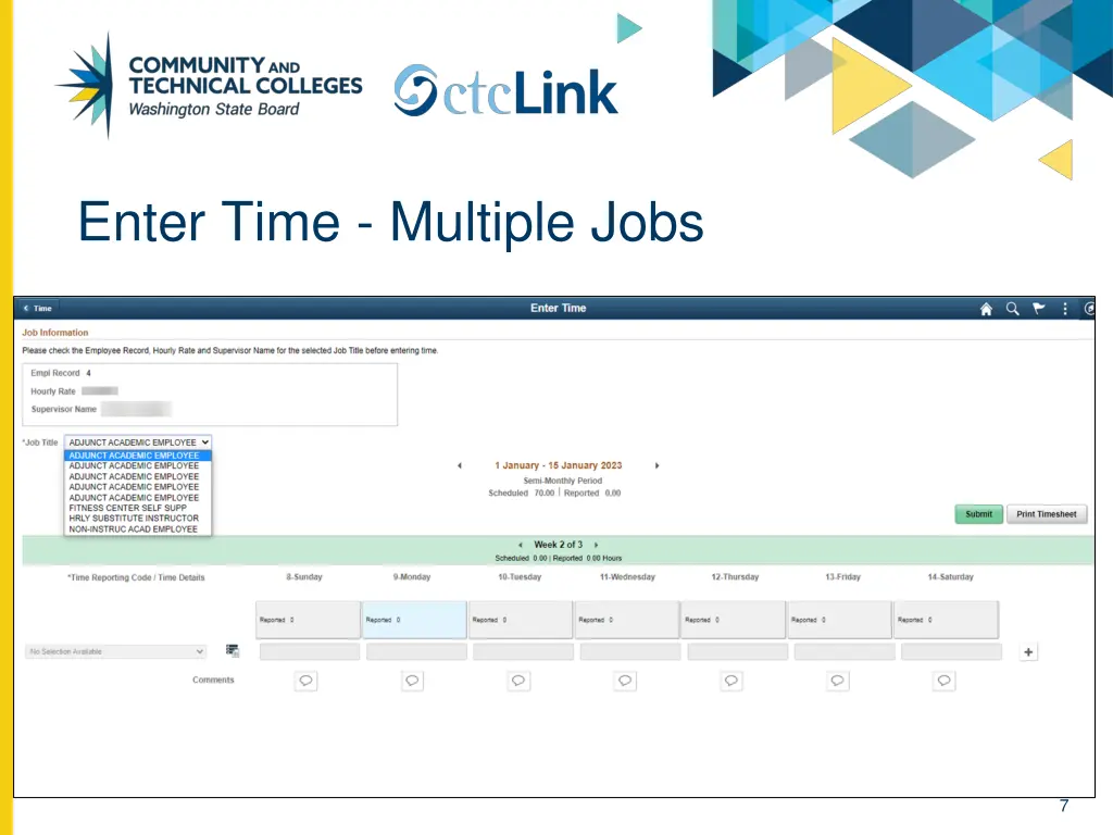 enter time multiple jobs