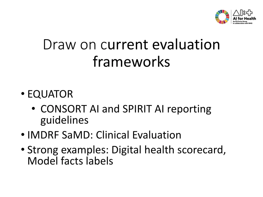 draw on c urrent evaluation frameworks