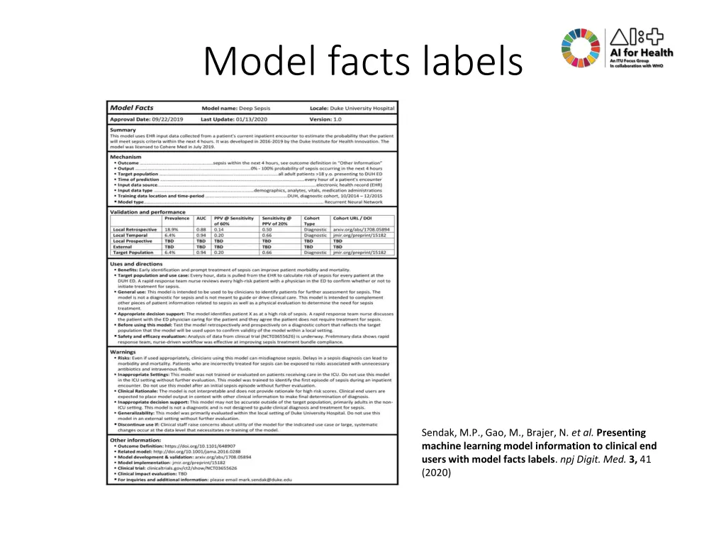 model facts labels
