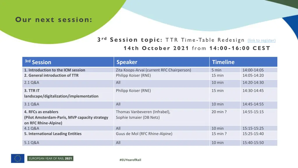 our next session