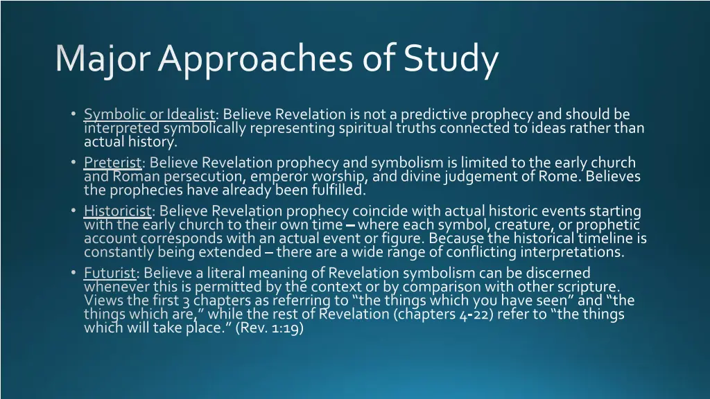major approaches of study