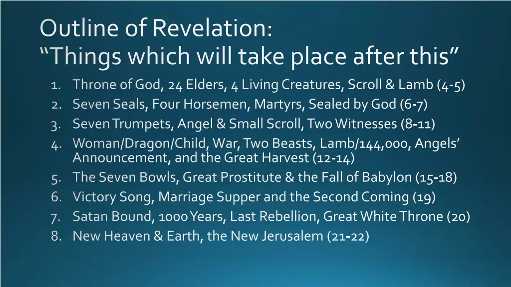 outline of revelation things which will take