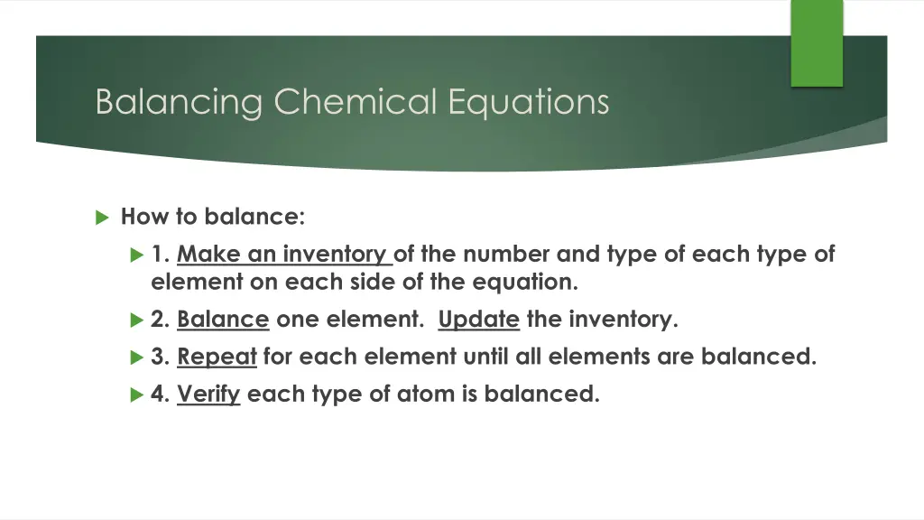balancing chemical equations 1