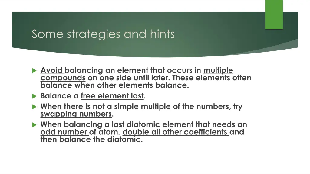 some strategies and hints