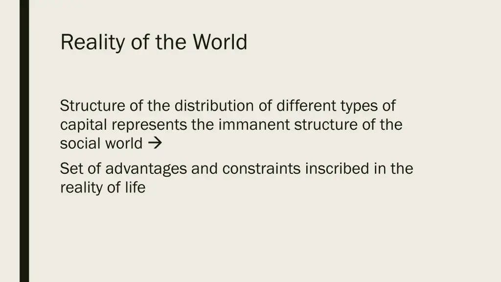 reality of the world