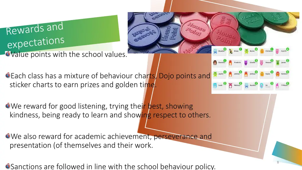 value points with the school values