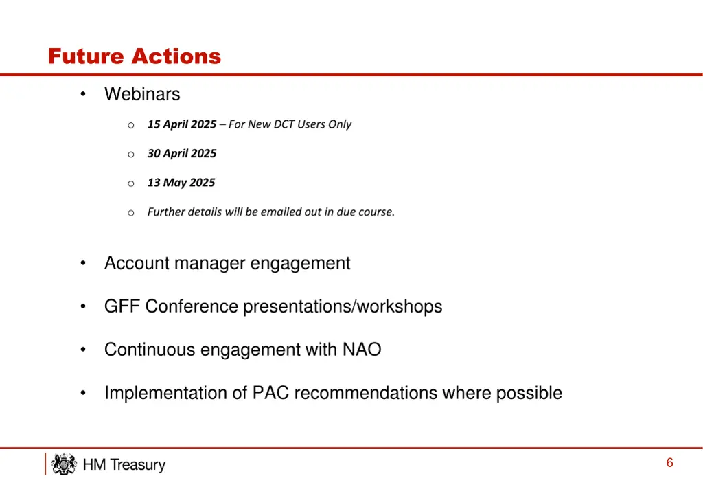 future actions