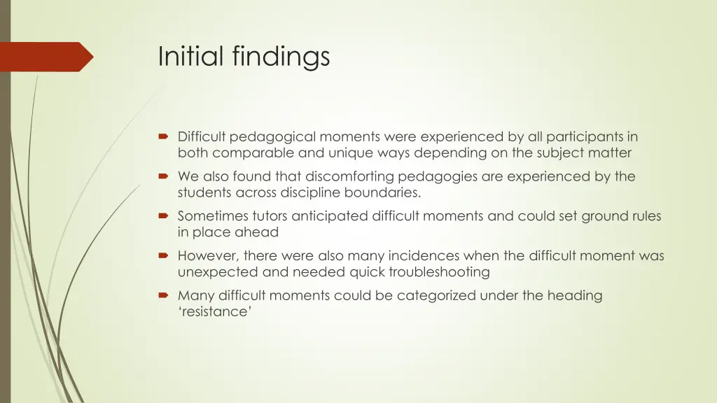 initial findings