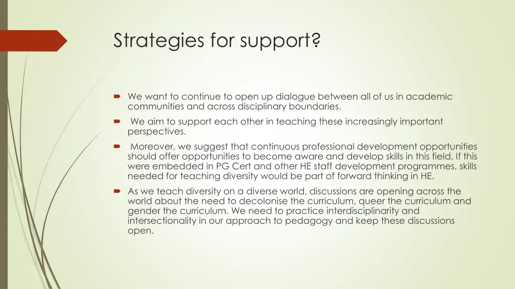 strategies for support