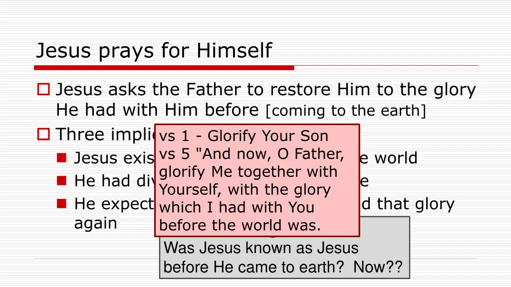 jesus prays for himself 1