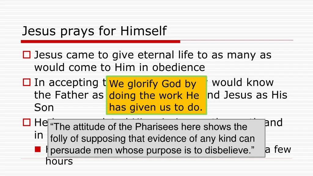 jesus prays for himself