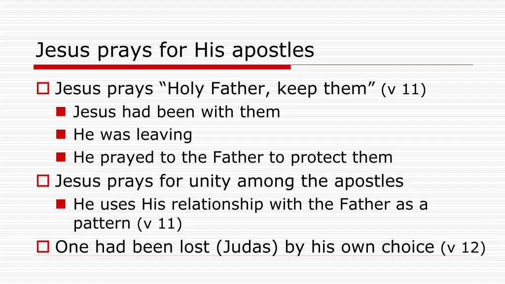 jesus prays for his apostles 1