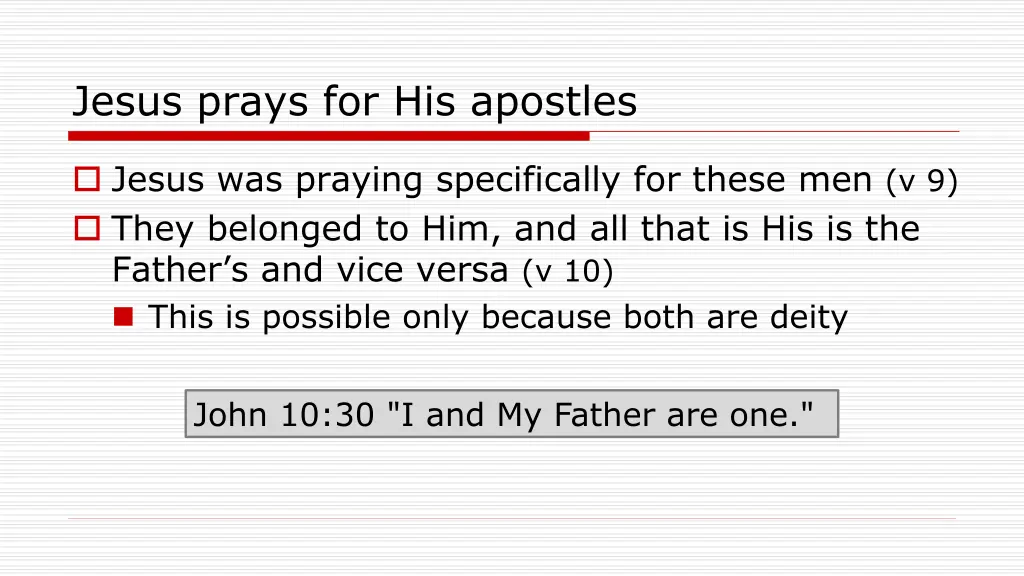 jesus prays for his apostles