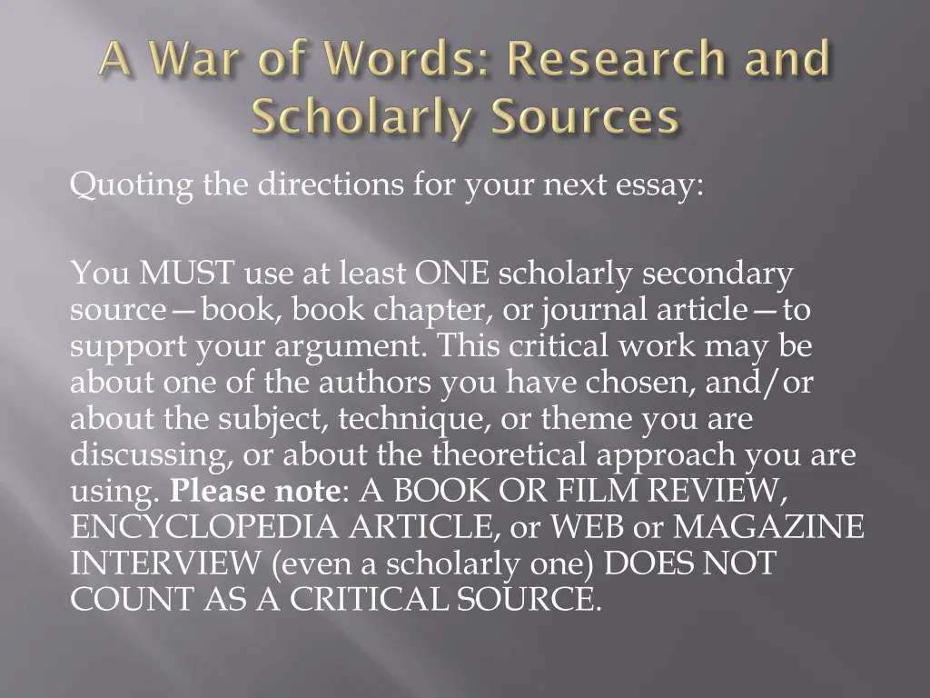 quoting the directions for your next essay