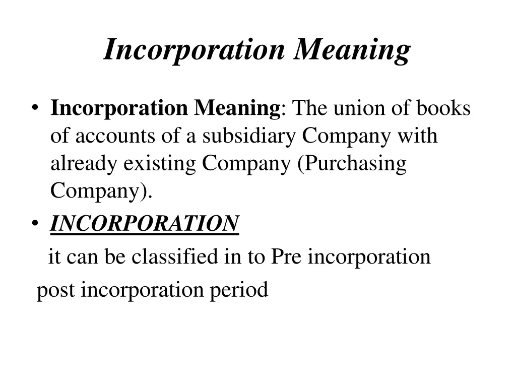 incorporation meaning