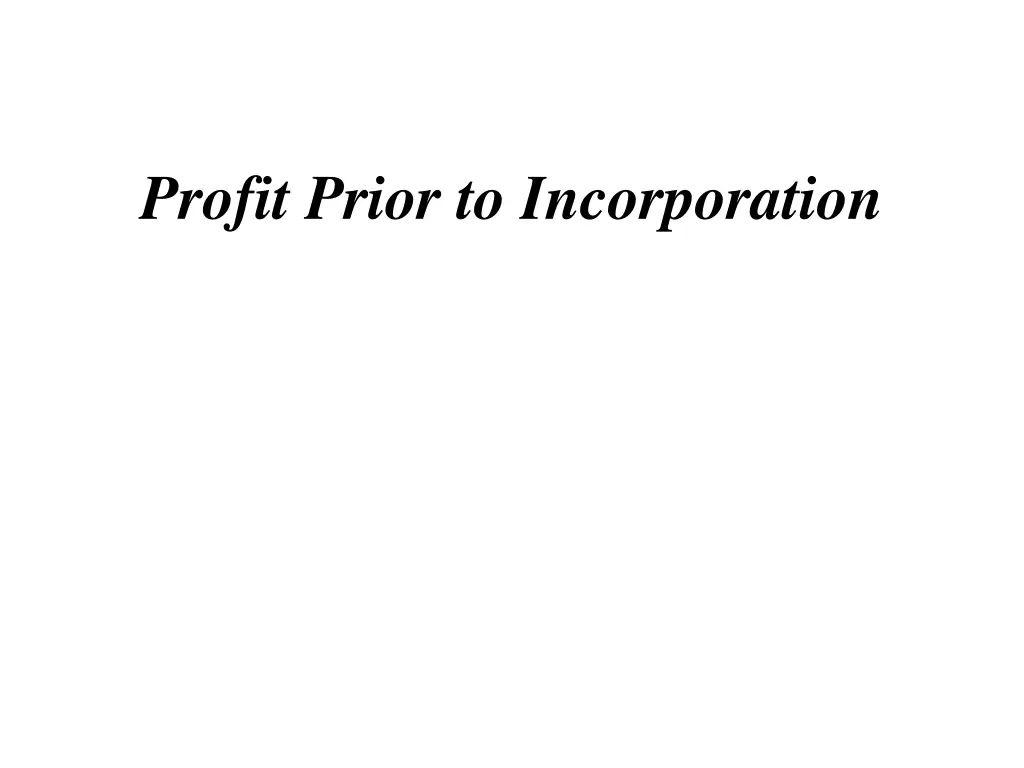 profit prior to incorporation