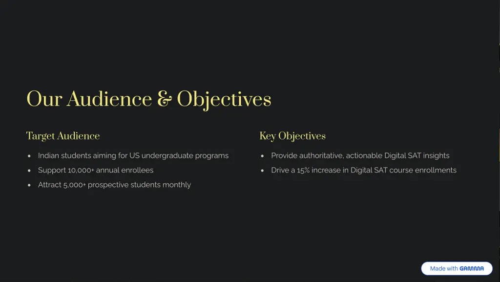 our audience objectives