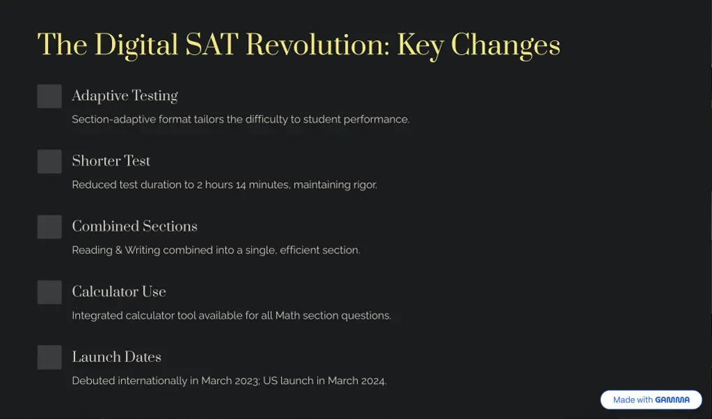 the digital sat revolution key changes