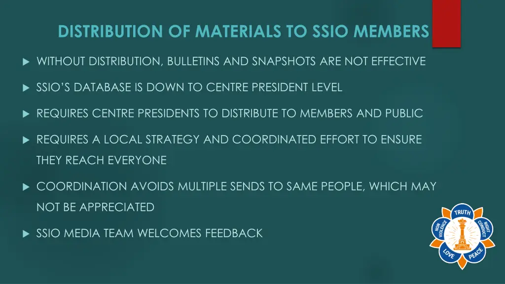 distribution of materials to ssio members