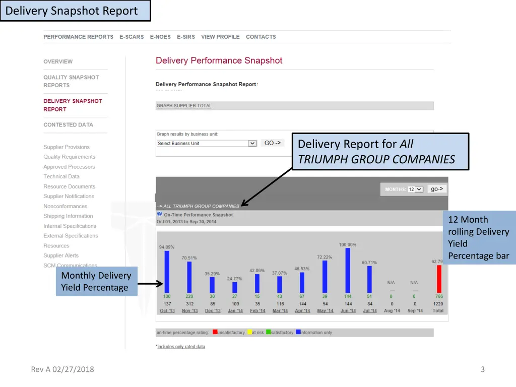 delivery snapshot report