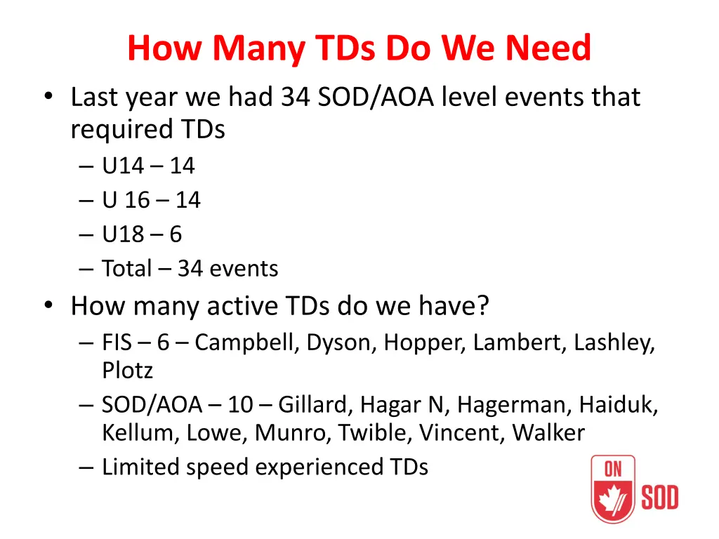 how many tds do we need last year