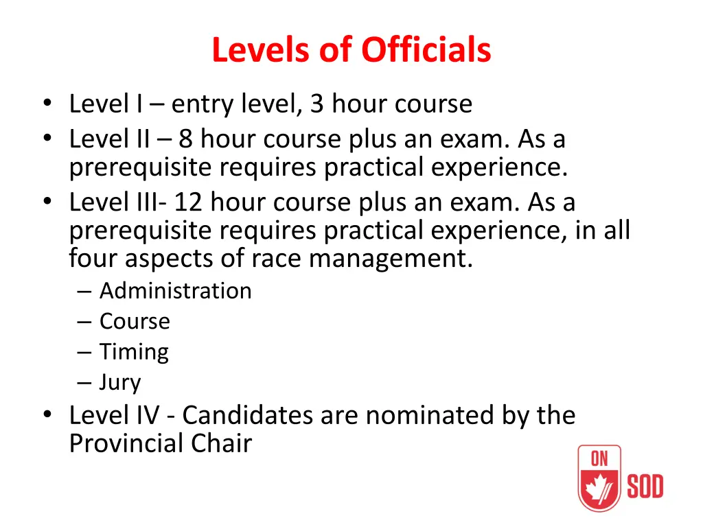 levels of officials